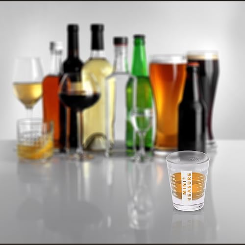 Miniatura 6 de Mini vaso de chupito medidor multiuso y vaso de chupito medidor para alimentos secos, vidrio resistente, 26 medidas graduales para cucharas de té,