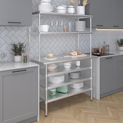 Vista 21 de AmGood Estante Doble Acero Inoxidable NSF - Muchos (30" Largo x 18" Profundo)