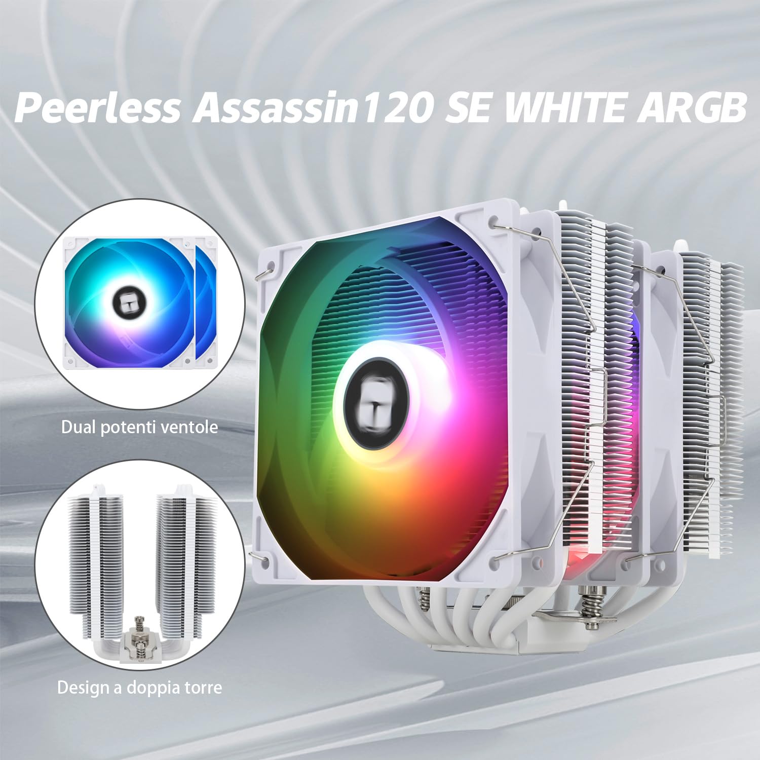 TR Peerless Assassin 120 SE ARGB Enfriador de aire CPU, 6 tubos de calor, ventilador doble 120mm C12CW-S PWM, tecnología AGHP, para AMD AM4/AM5 y Intel 1150/1151/1200