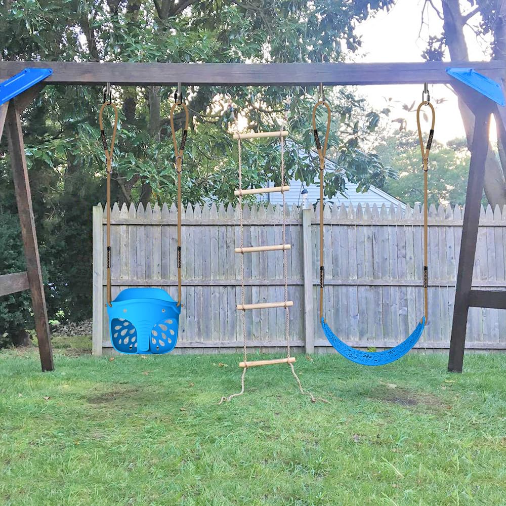 Altalena Per Bambini Con Sedile In Plastica E Corde – Modello Dondolo Da Giardino, Colore Giallo, Dimensioni 64x14 Cm