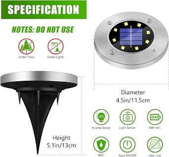 SCNNC Solar Pathway Lights Cool White, Pack of 8