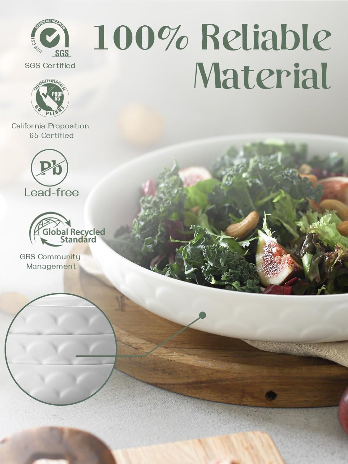 DOWAN Pasta Bowls Set of 4 for Large Portions, 54 oz Textured Motif Large Salad Serving Bowls, Ceramic Plates, White Soup Bowl for Kitchen Meal Prep, Shallow Dishes Dinner Bowl Microwave Dinnerware