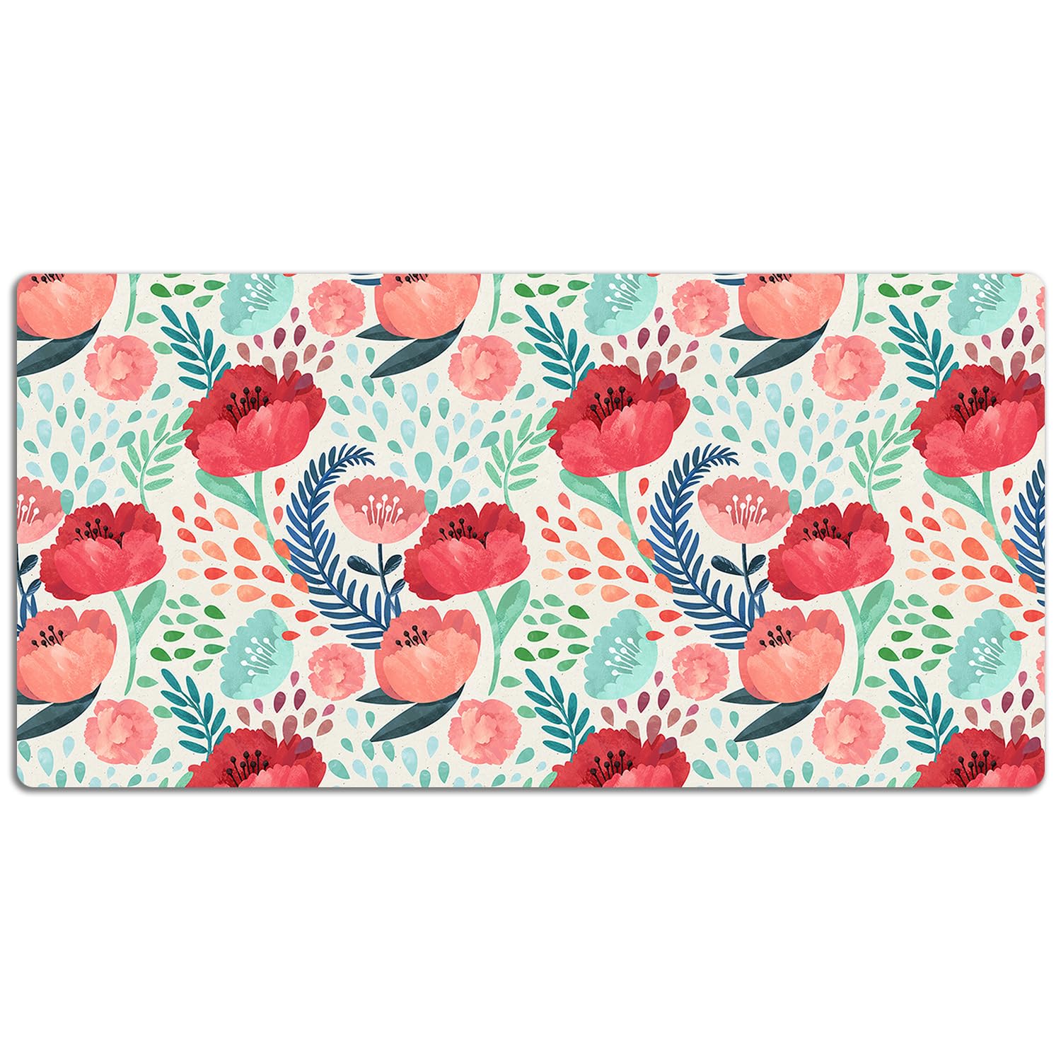 Sottomano da Scrivania 120x60 cm Protezione e Decorazione in Vinile PVC Antiscivolo Impermeabile Facile da Pulire Superficie Protettiva per Ufficio e Casa - fiore di papavero