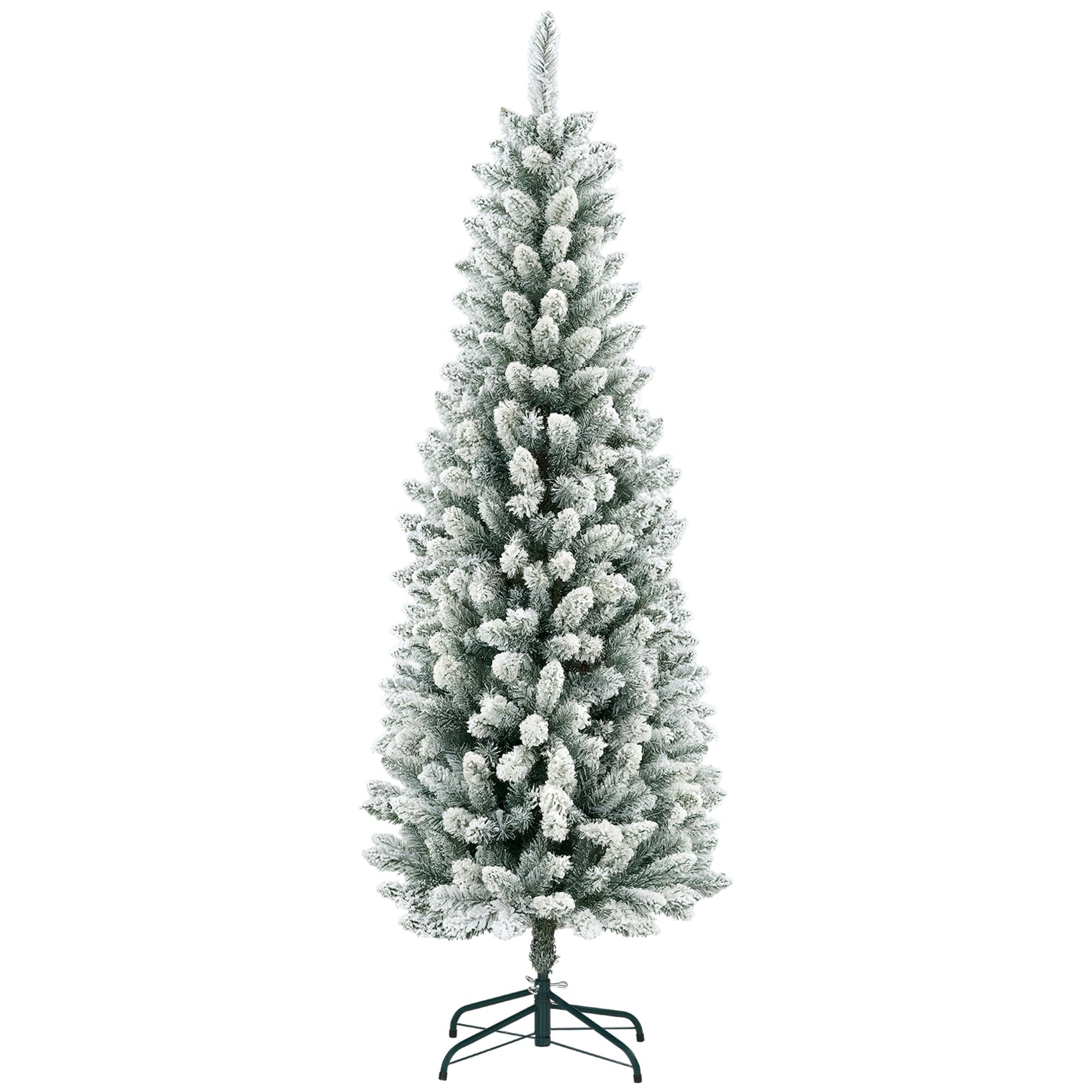 HOMCOM Árbol de Navidad 183 cm Árbol de Navidad Artificial Nevado con 479 Ramas y Soporte de Metal Árbol Navideño para Salón Interior Verde