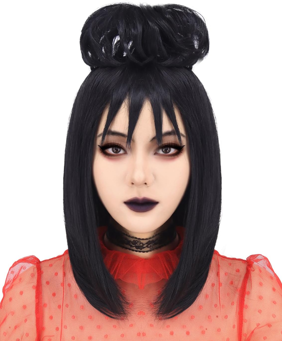 Black Lydia Wig for Lydia Deetz Costume Women Black Wigs SL039BK