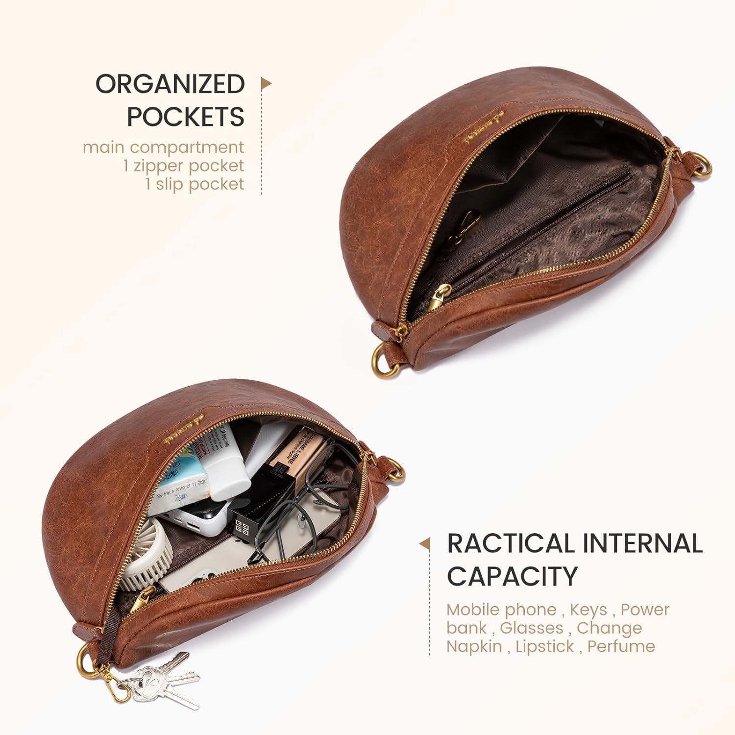 LOVEVOOK Fanny Packs for Women Cross Body, Vegan Leather Belt Bag for Women, Waterproof Sling Purse Fashion Waist Pack Designer Chest Bum Bag with Boho Style Strap - Image 4