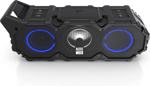 Altec Lansing LifeJacket XL Jolt con luces, cargador inalámbrico Qi integrado, impermeable, a prueba de nieve, a prueba de golpes y flota en el