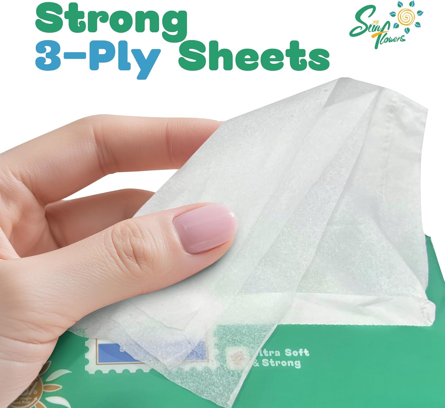 3-Ply Facial Tissues – 110 Sheets per Pack, 80 Packs (8,800 Total) – Ultra Soft, Hypoallergenic & FSC Certified – Gentle on Skin, Plastic Wrapped for Home, Office, Travel – July Sunflowers