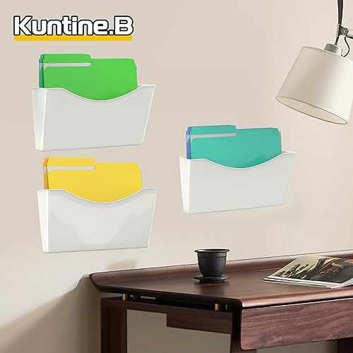 Miniatura 7 de Kuntine.B Paquete de 3 soportes blancos de un solo bolsillo para colgar en la pared, organizador de revistas para correos electrónicos para oficina