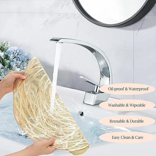 Miniatura 5 de Manteles individuales redondos dorados con rosas para mesa de comedor, manteles individuales de vinilo de plástico metálico, manteles decorativos