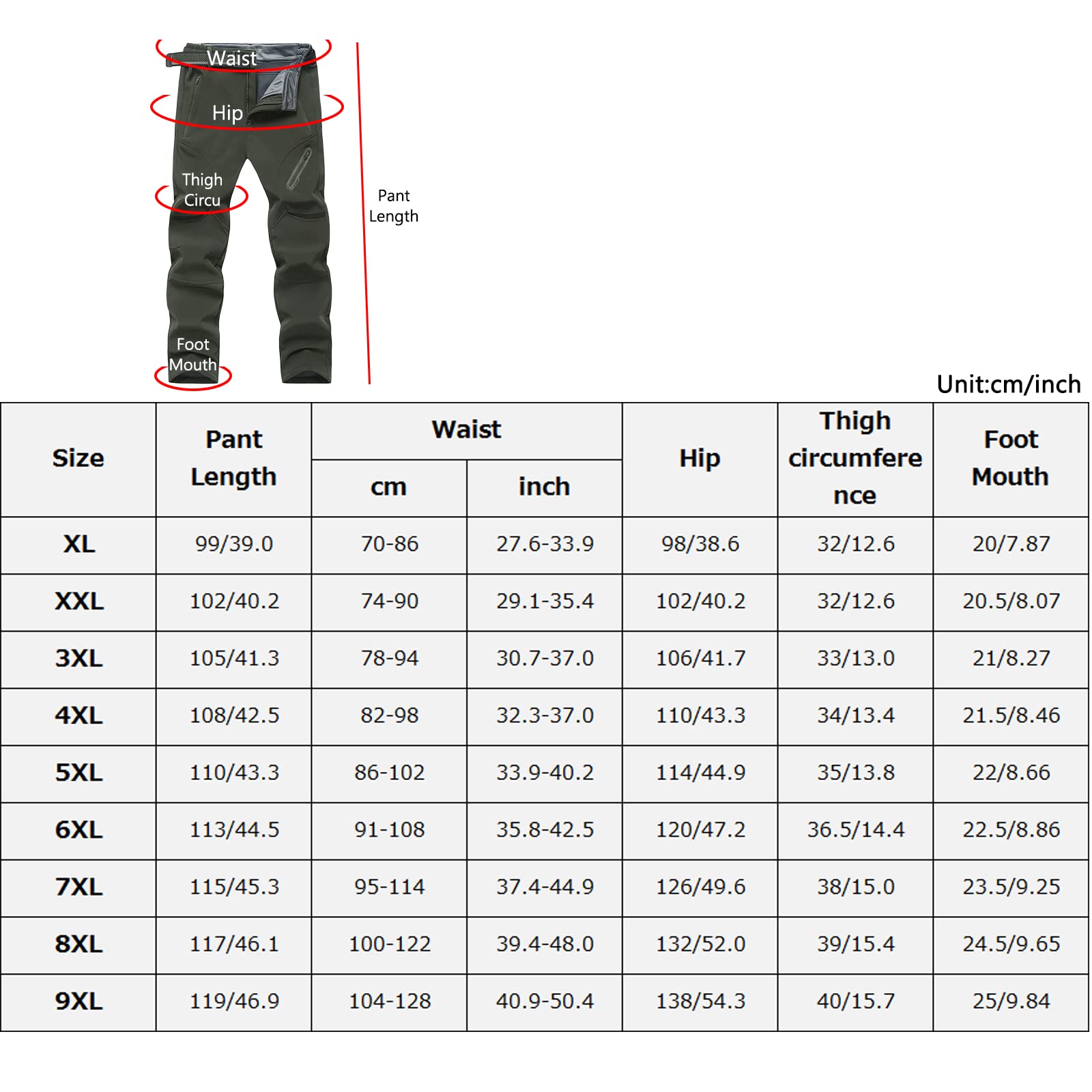 Hombres Trekking Pantalones de Nieve Impermeables Softshell Montaña Pantalones Invierno Calentar Escalada Senderismo Esquiar Aire Libre