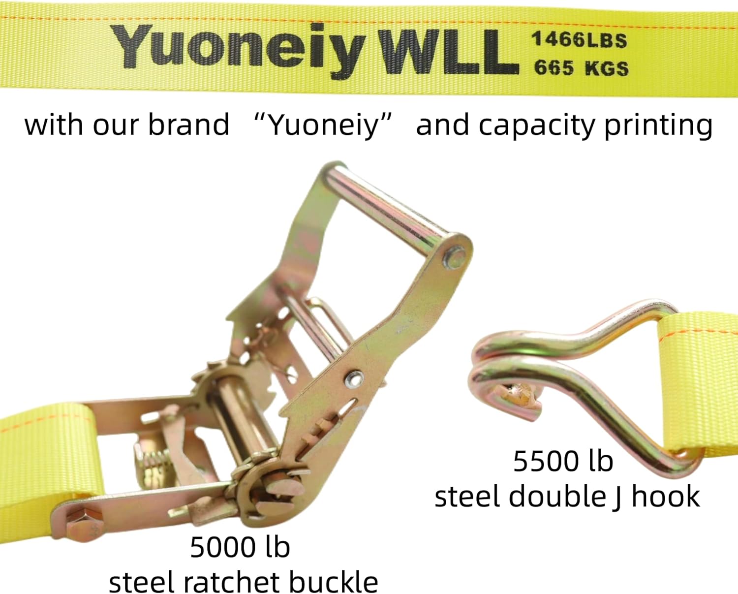 Ratchet Straps Tie Down Straps Heavy Duty (4PK) 2" x 15' x 4400 lbs J Hook Cargo Tie-Downs Straps for Motorcycle, ATV, UTV, Trailer