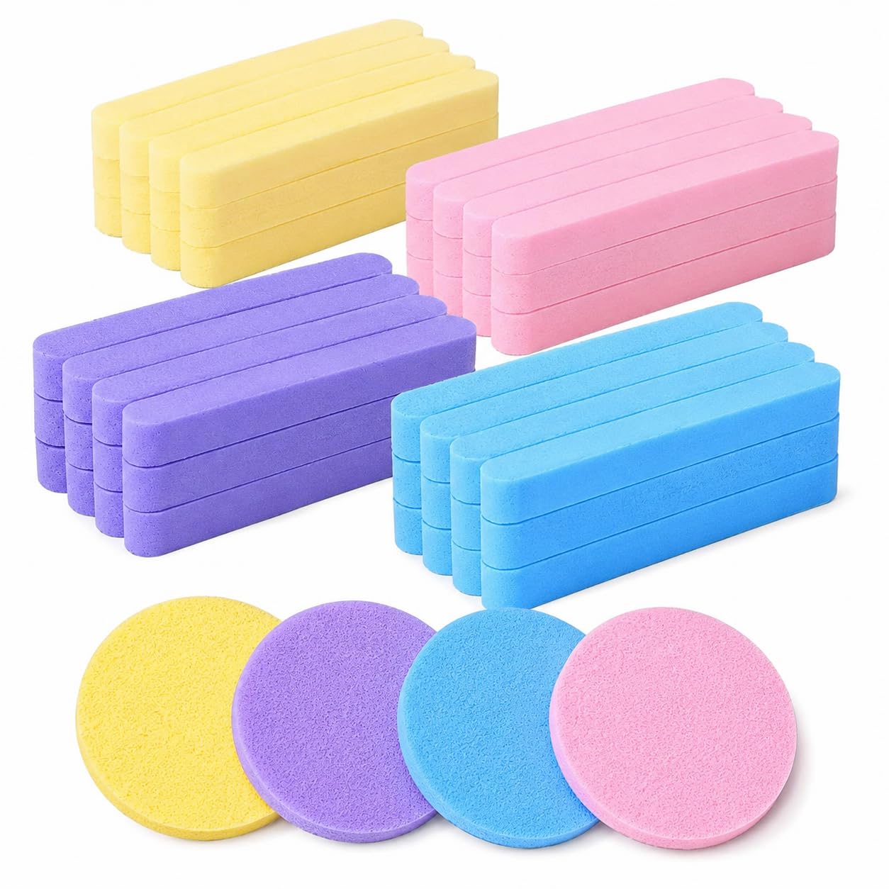 Facial Cleansing Sponges Pack of 12, PVA Makeup Removal & Face Wash Sponges, Round Exfoliating Facial Sponge Pads for Women, Gentle Face Cleansing, Spa & Skincare (multicolor)-image-42