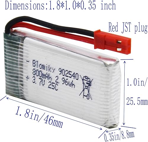 Miniatura 2 de Blomiky Paquete de 5 baterías recargables de 3.7 V 800 mAh 25C Li-po JST y cargador de asiento 4 en 1 apto para MJX X300C X400W X600 X800 RC