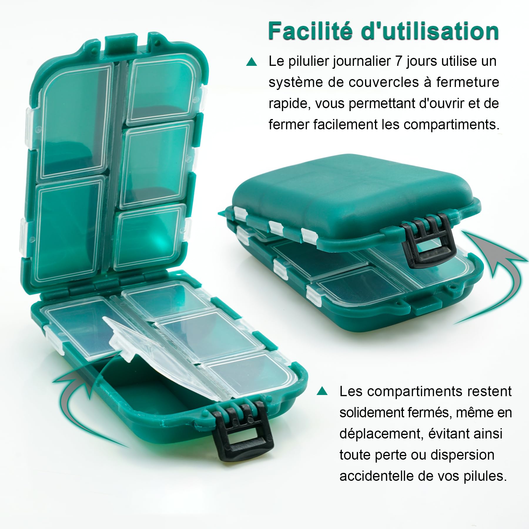 Portapillole Settimanale MAIANY - 10 Scomparti, Compatto, Per Viaggi E Anziani, Grigio