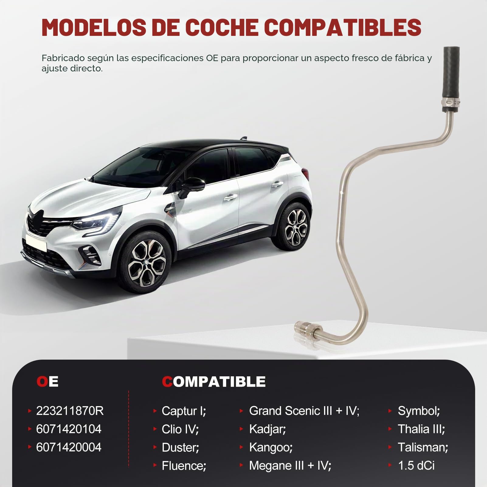 KASturbo 223211870R Tubo de escape con R-enault Captur I, Clio IV, Duster, Fluence, Kadjar, Kangoo, Symbol, Thalia III, Talisman 1.5 dCi Sustituye a 223216385R