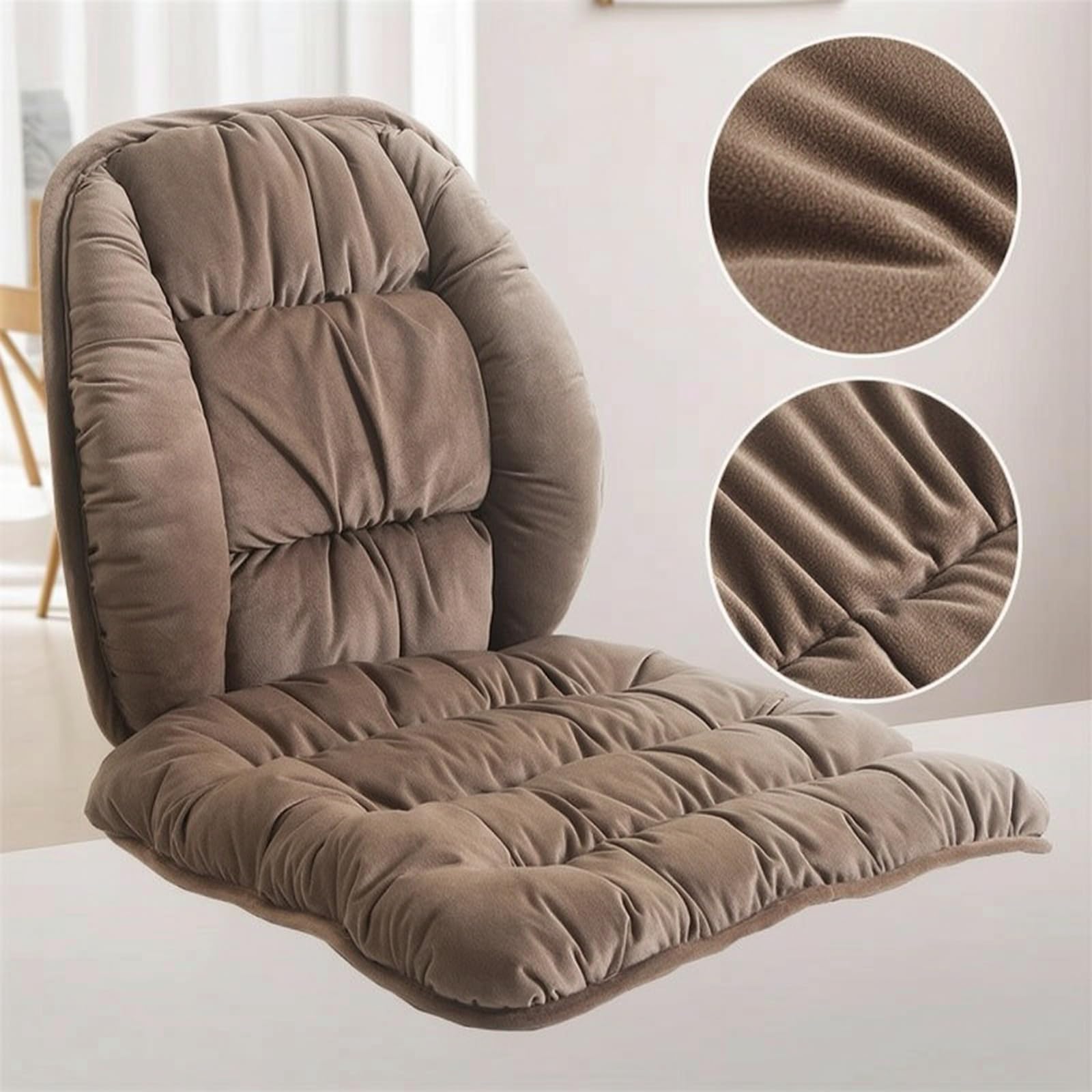 Cojín Silla con Respaldo Acolchado Cojín con Respaldo Antiescaras para Teletrabajo, Estudio, Negro Misterioso, Cojín 45x45cm + Soporte Lumbar