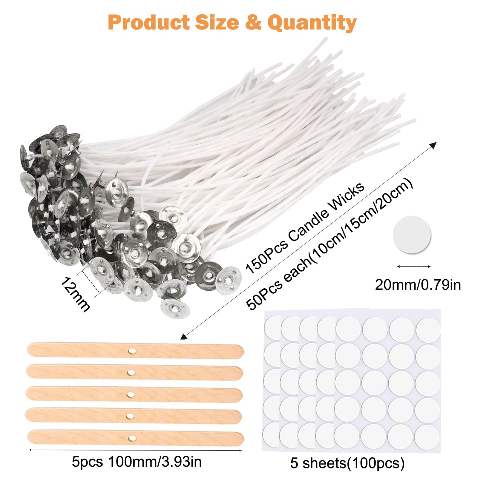 Stoppini Per Candele Fai Da Te - Set Da 50 Pezzi In Cotone Precerato, Lunghezze 8-20 Cm, Per CreaCandele