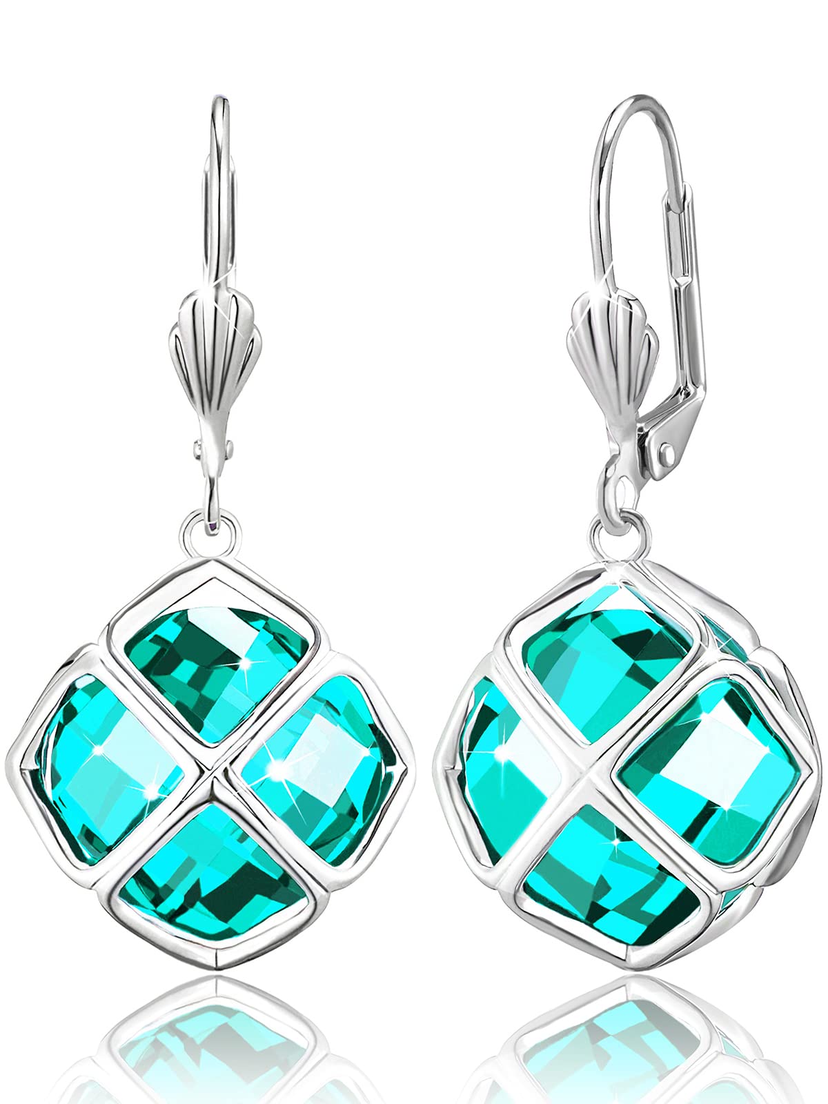 14MM Austrian Crystal Dangle Earrings for Women 14K Glod Jewelry