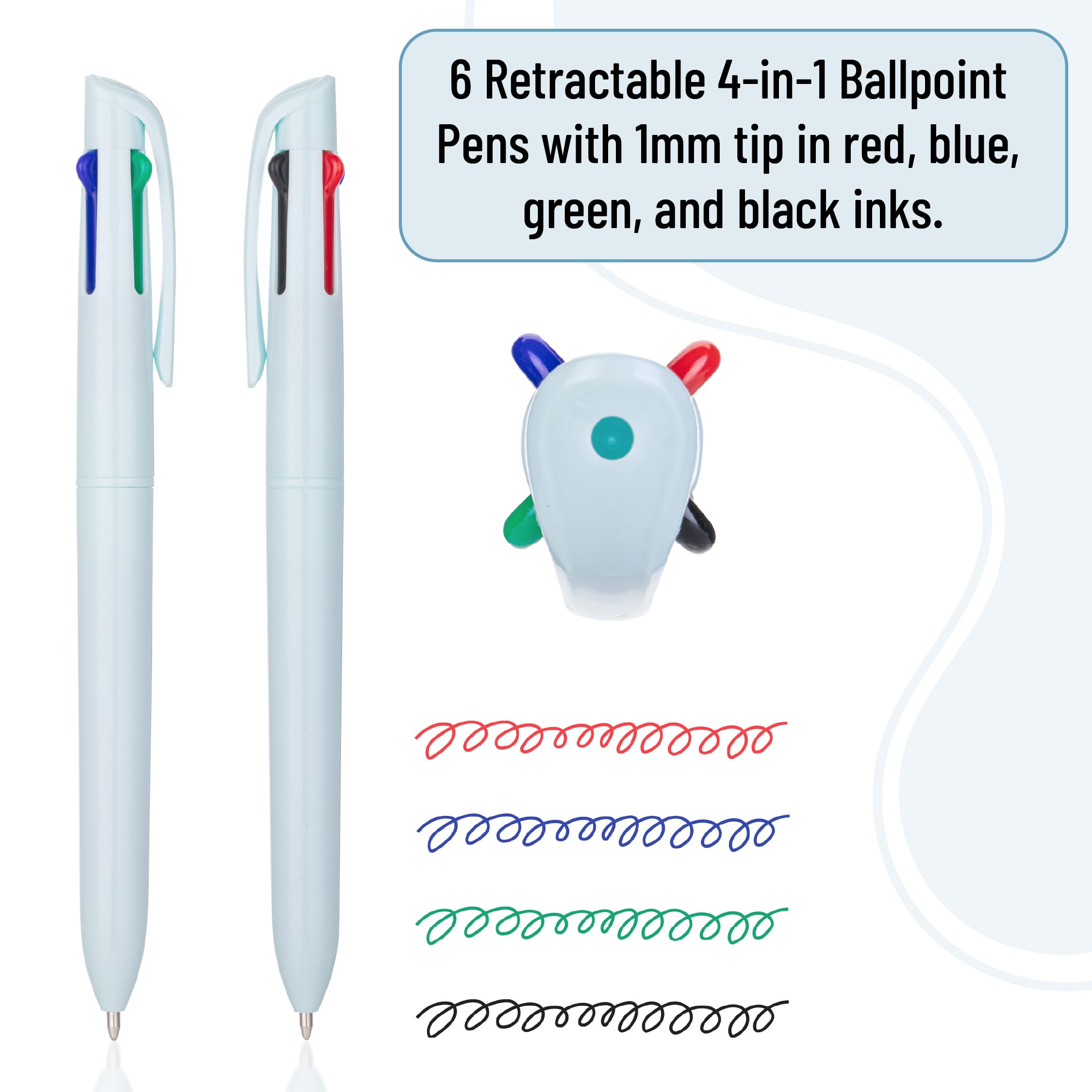 Mr Pen- Ballpoint Multicolor Pen in One 4-in-1 6 Pack Colorful Ink Retractable Multi Color Pens All in — view 2