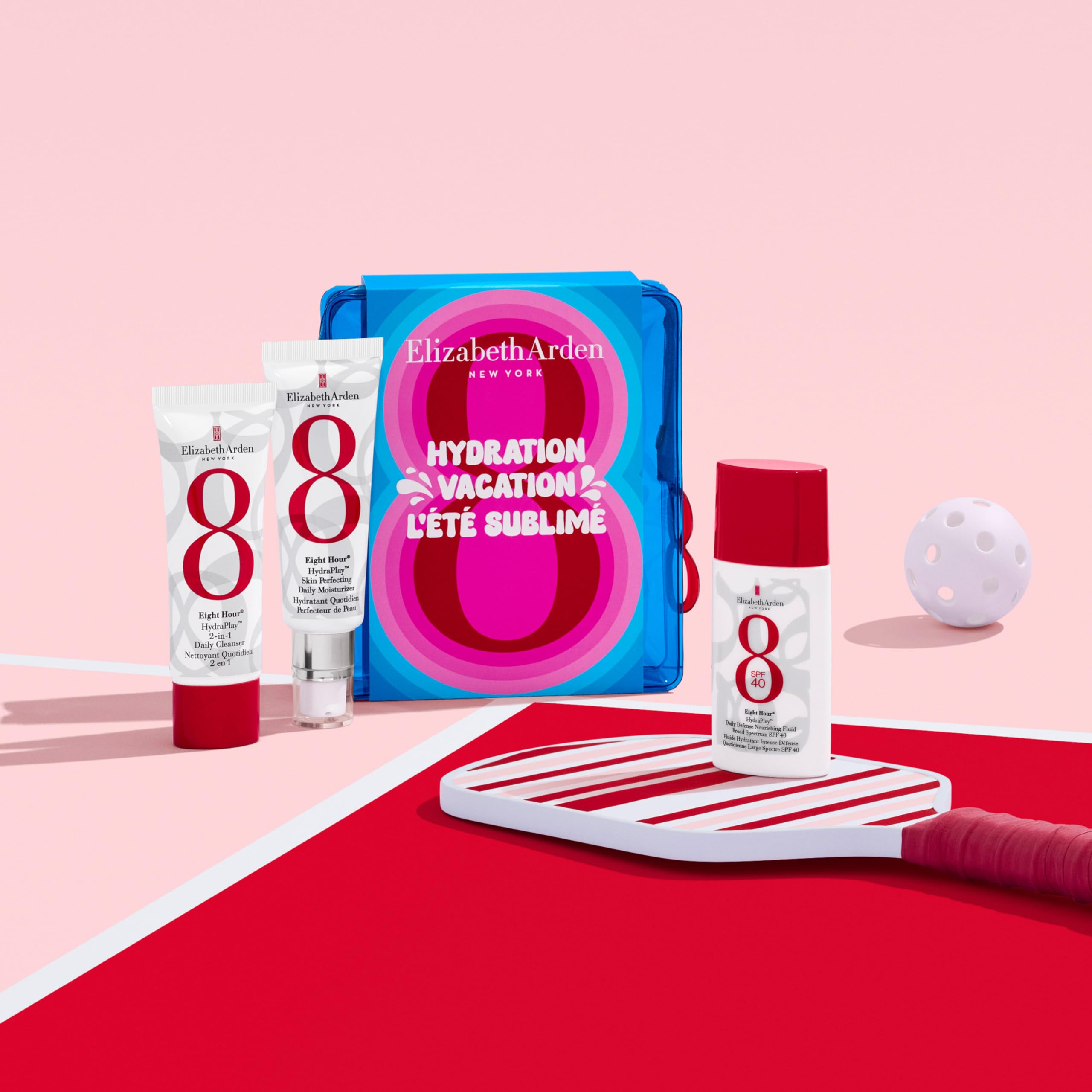 Elizabeth Arden - Eight Hour Hydration Vacation 3-Teiliges Geschenkset, Skin Perfecting Feuchtigkeitscreme, 2-in-1 Cleanser, Nourishing Fluid SPF 40, Reinigt, Hydratisiert und Schützt
