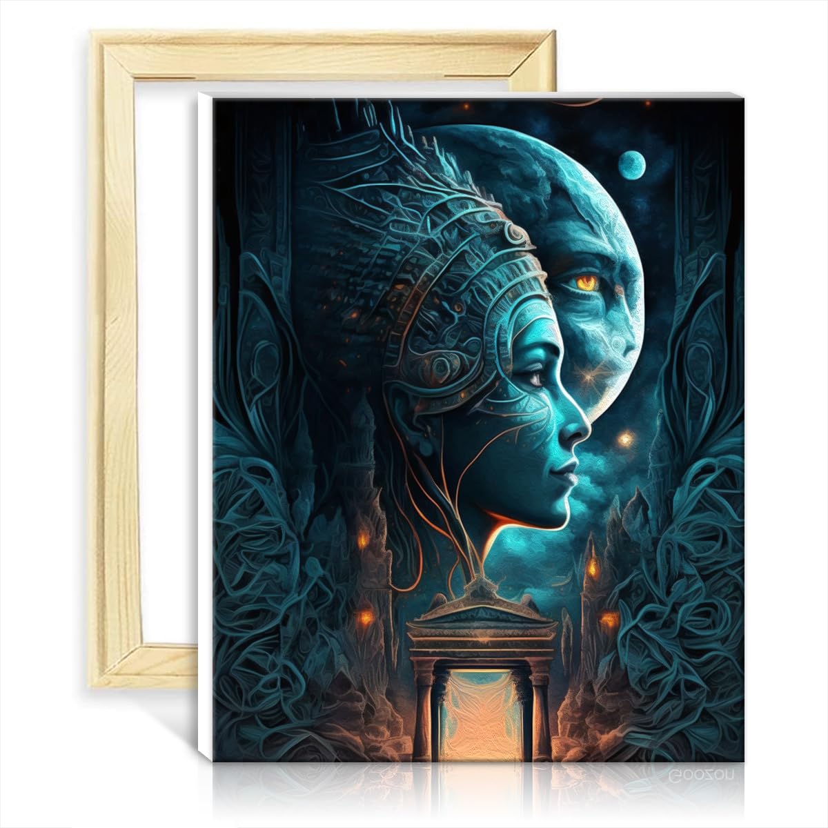 TANGFEIY Oil Painting by Numbers Kits god Wisdom Oil Painting DIY Watercolor with Brushes and Acrylic Pigment Graffiti Lover Picture with Frame(30x40cm) — image 1