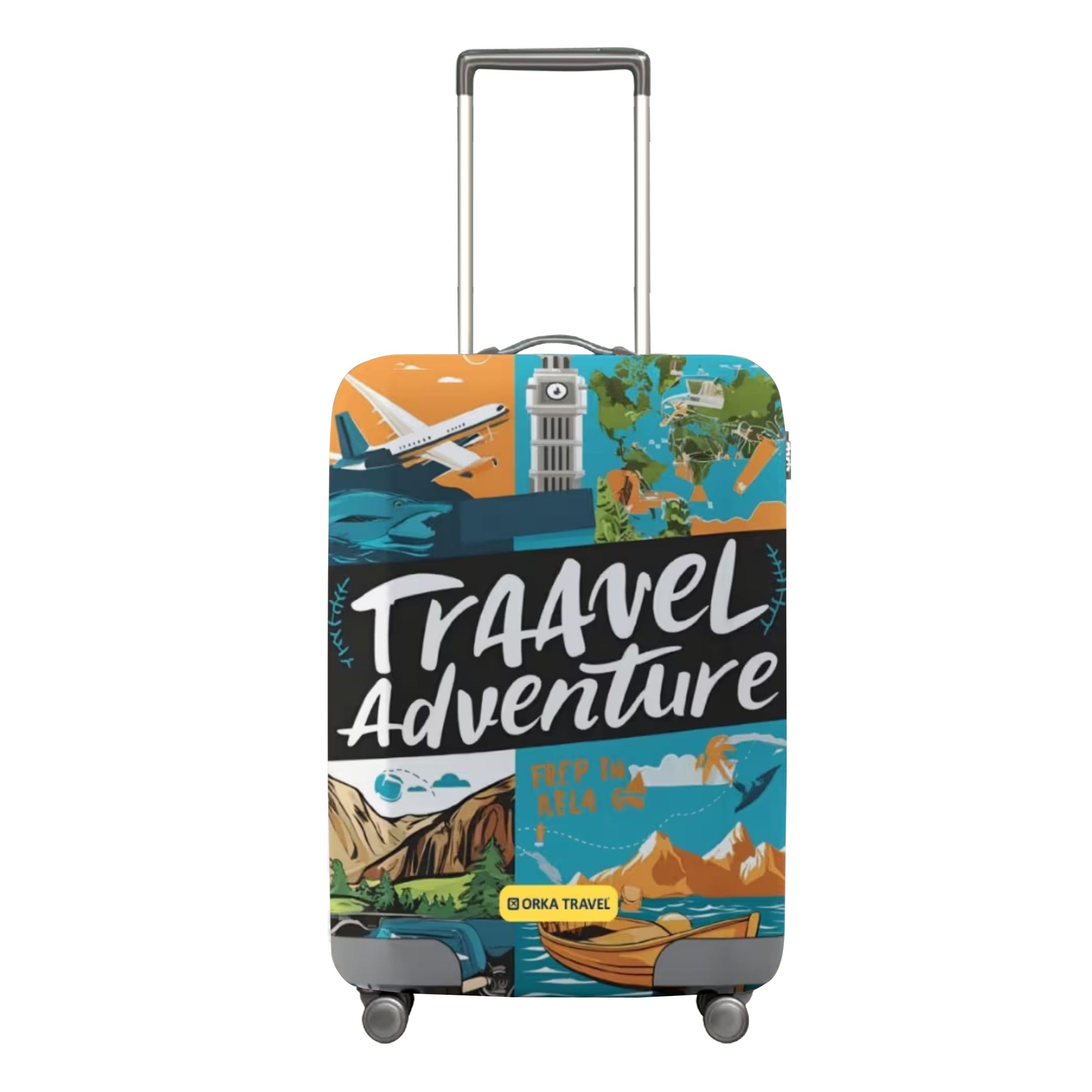 The Advanture Theme Digital Printed Spandex Stretchable Fabric Luggage Protector Cover only (Medium 24-26 inch) (Suitcase Bag Not Included in This Product)-image-35