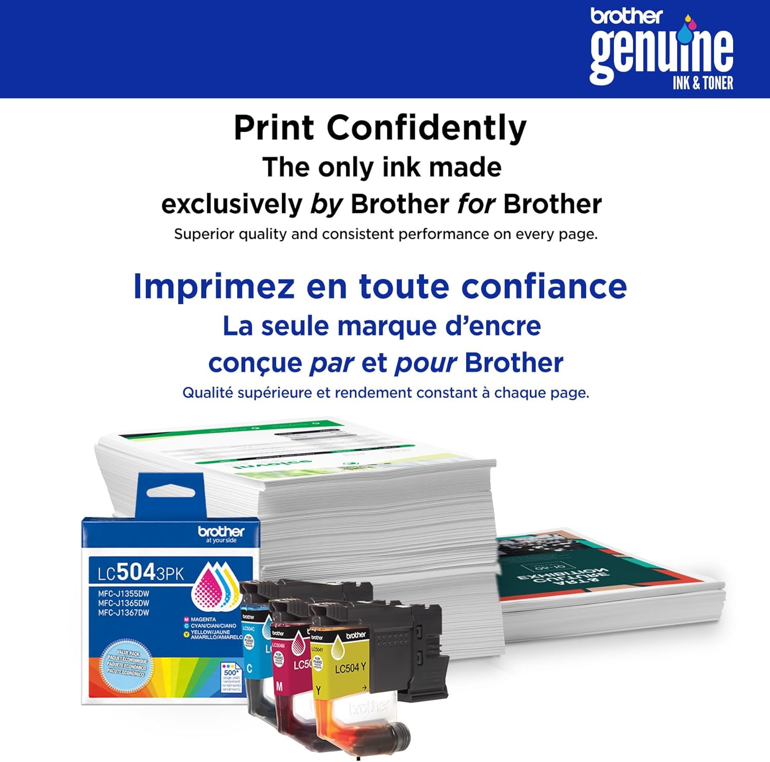 Brother Genuine LC504C Standard Yield Cyan Ink Cartridge (for use INKvestment 1355, 1365, and 1367 Printers)