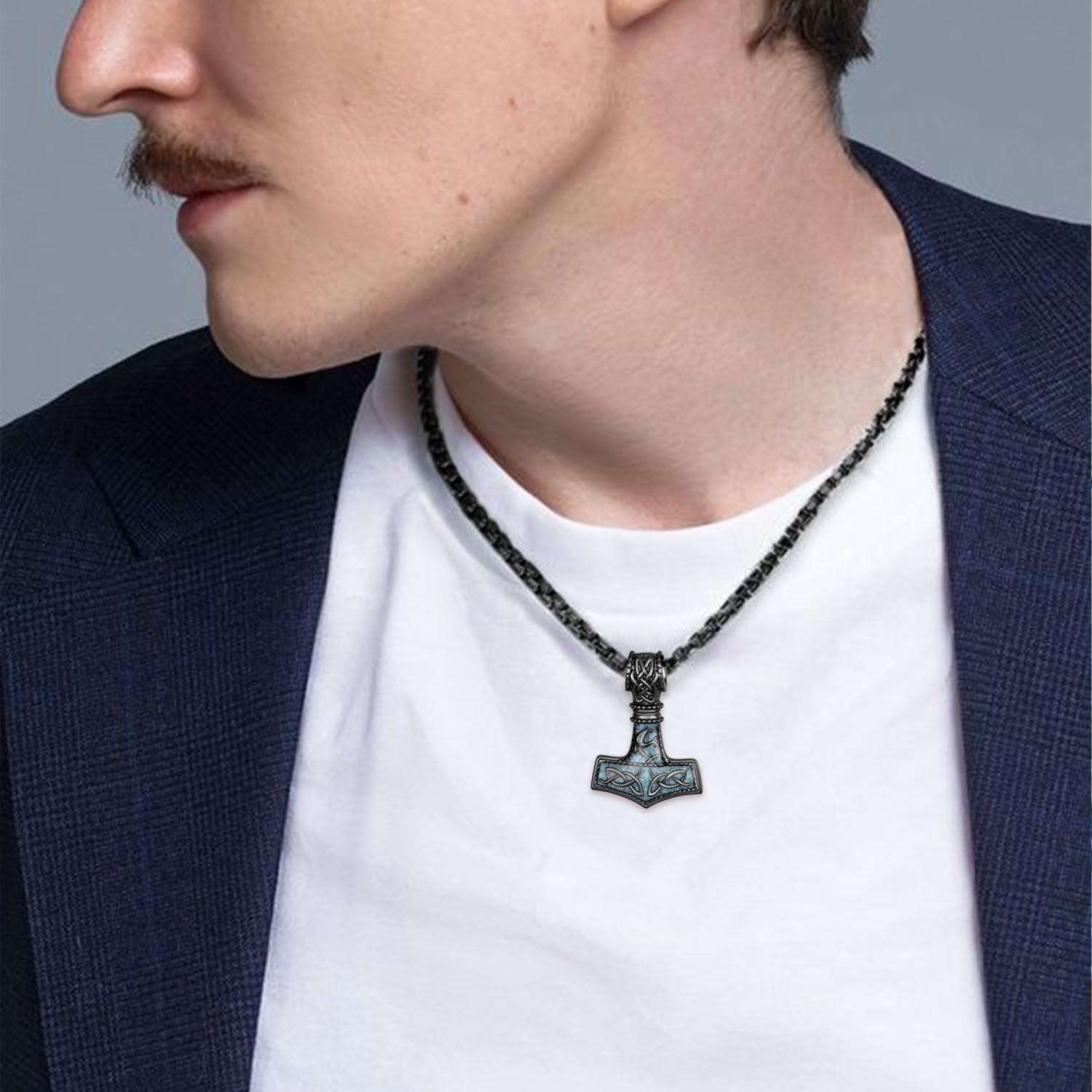 Thors Hammer Necklace 925 Sterling Silver Mjolnir Necklace for Men Viking Hammer Jewelry Gifts for Men