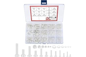 447 Piece Nylon Machine Screw Kit, Metric Full Threaded Hex Head Screws,...