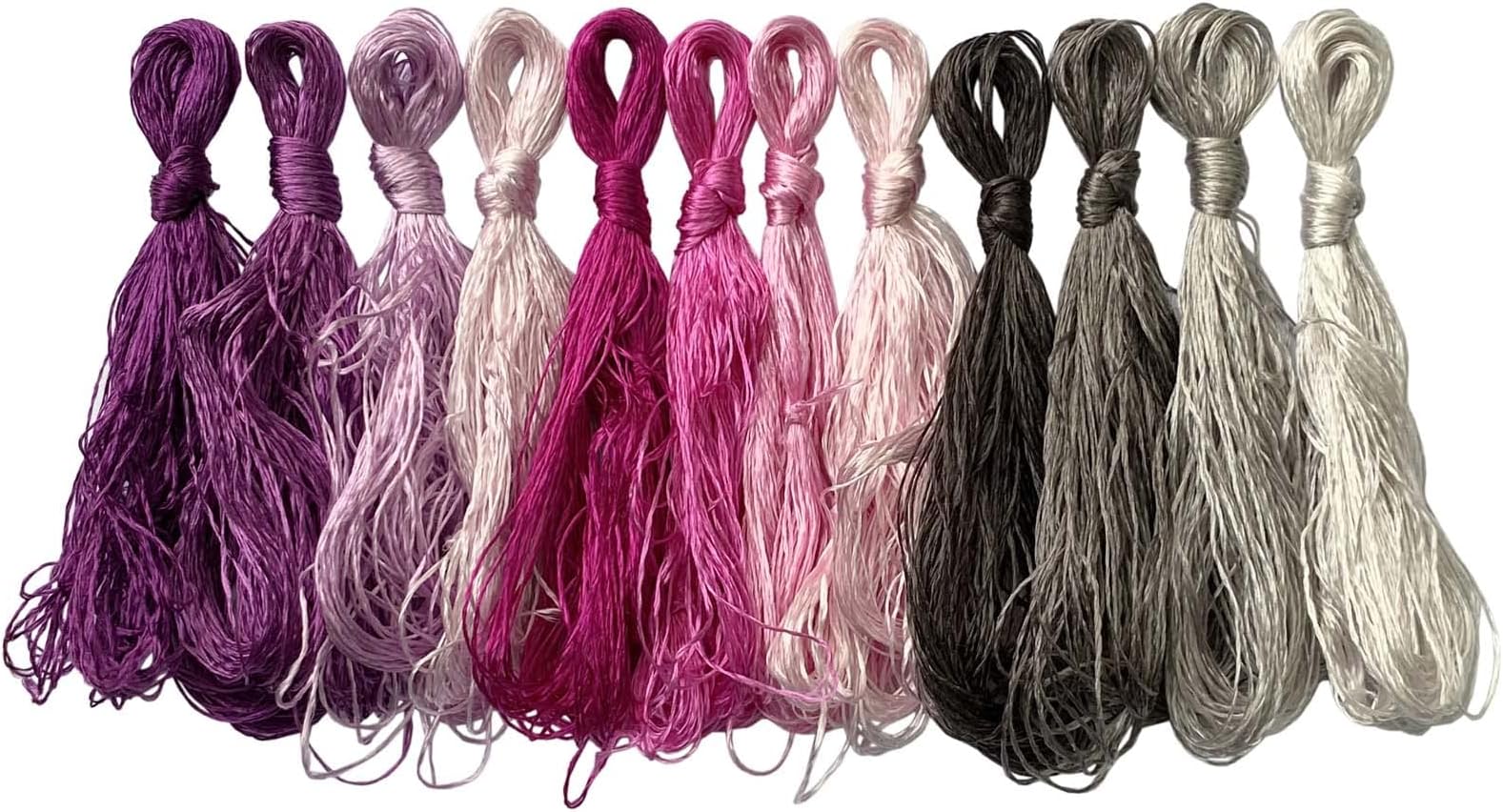 levylisa 12 Skeins Mulberry Silk Floss Embroidery Thread Floss-Cross Stitch Threads China Silk Woven Jewelry Threads DIY Sewing Kits (Purple Gradient)