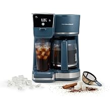 Hamilton Beach 2-Way Drip Coffee Maker &amp; Single Serve Coffee Machine | Hot &amp; Iced Coffee Maker| 12 Cup Glass Carafe| AquaFlow Showerhead | Auto Pause &amp; Pour | Kitchen Makeover Blue |47502J