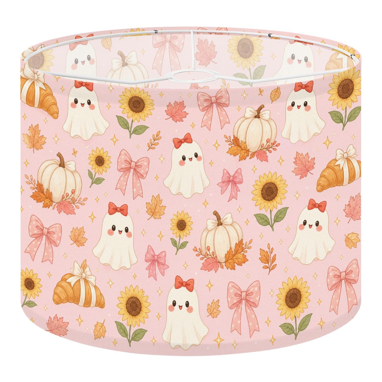 Deruinvaio Multi1 2Pcs 13In Lampshade Lamp Shade Cute Autumn Themed Ghosts Pumpkins For Ceiling Light, Table Lamp Floor Lamp Easy Assembly Replacement Light Shade