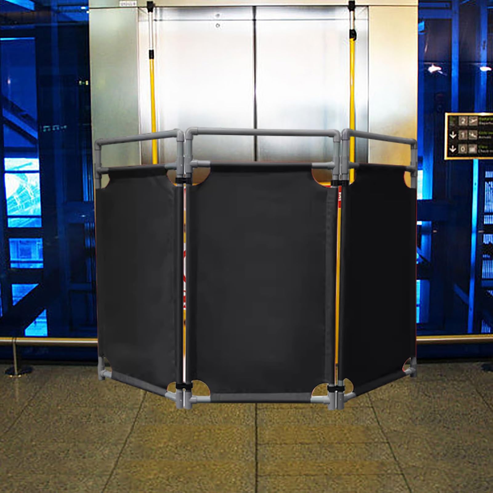 Expandable Barricade Black Mobile Safety Barrier Gate for Work Zone, Portable Lift Maintenance Obstacle for External& Internal, Foldable Traffic Barricade Sign