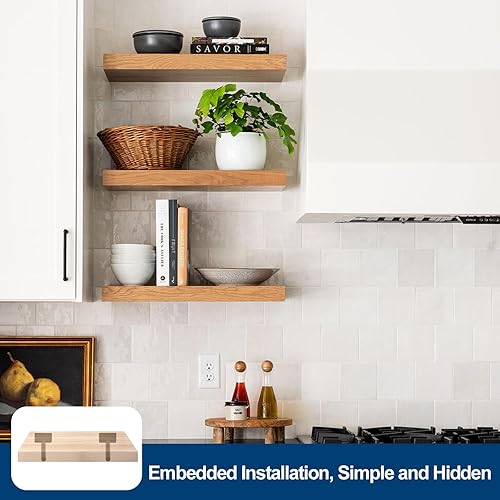 Miniatura 4 de 36 soportes flotantes de acero sólido negro de 8 pulgadas para estantes ciegos, soportes ocultos para estantes de madera flotantes, soporte oculto