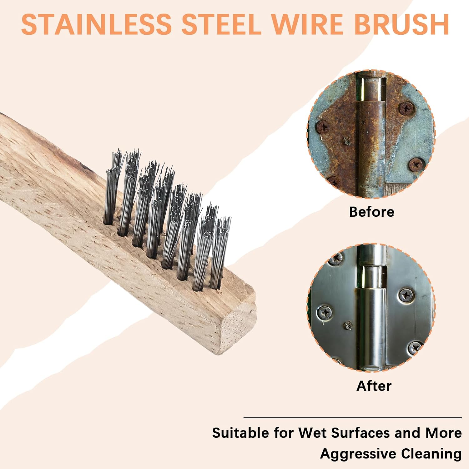 Wood Handle Wire Scratch Brush Sets (18, 18Pack-7.8in Stainless Steel Small Wire Scratch Brushes with Beech Wood Handle)