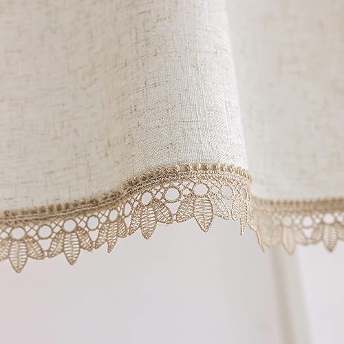 Miniatura 6 de Beda - Cenefa de lino con borlas, bordado, para cocina, filtrado de luz, rústico, para ventanas pequeñas, dormitorio, privacidad añadida, diseño de