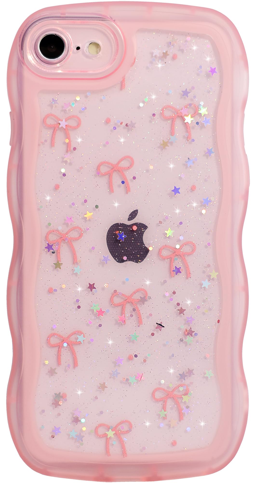 Qokey for iPhone SE 2020 2022 8 7 Case - Glitter Star Curved Edge Handle Grip Design Military-Grade