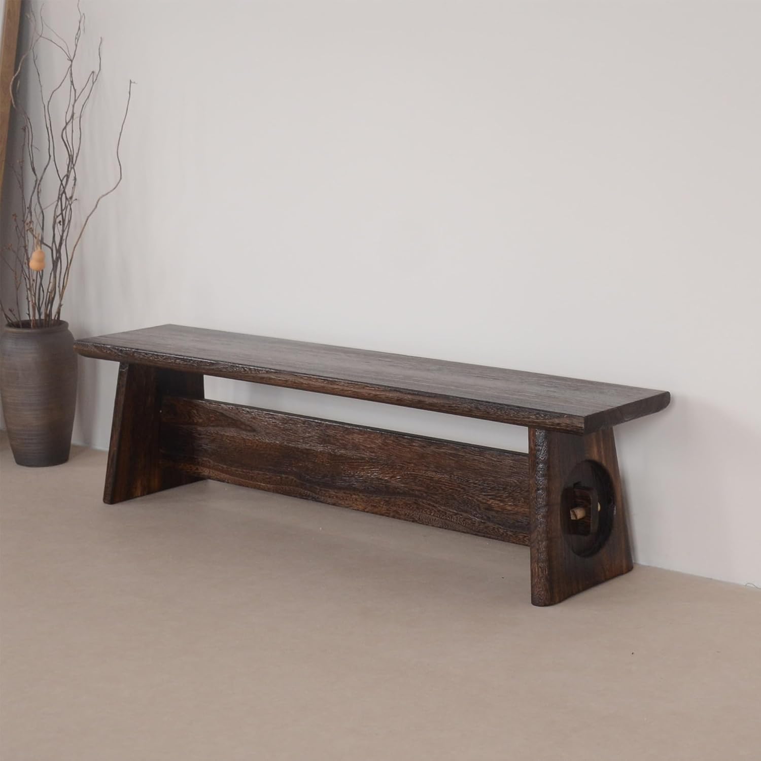 Farmhouse Wood Entryway Bench Wooden Dining Bench Indoor Bedroom End of Bed Narrow Window Bench Seat for Kitchen Dining Room Hallway(117.5 * 24 * 27cm)