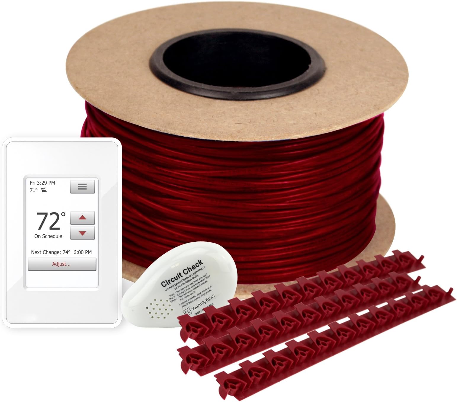 WarmlyYours TCT240-KIT-OT-864 TempZone Electric Radiant Floor Heating Cable Kit with Strips, Programmable Touchscreen Thermostat, 216 sq ft