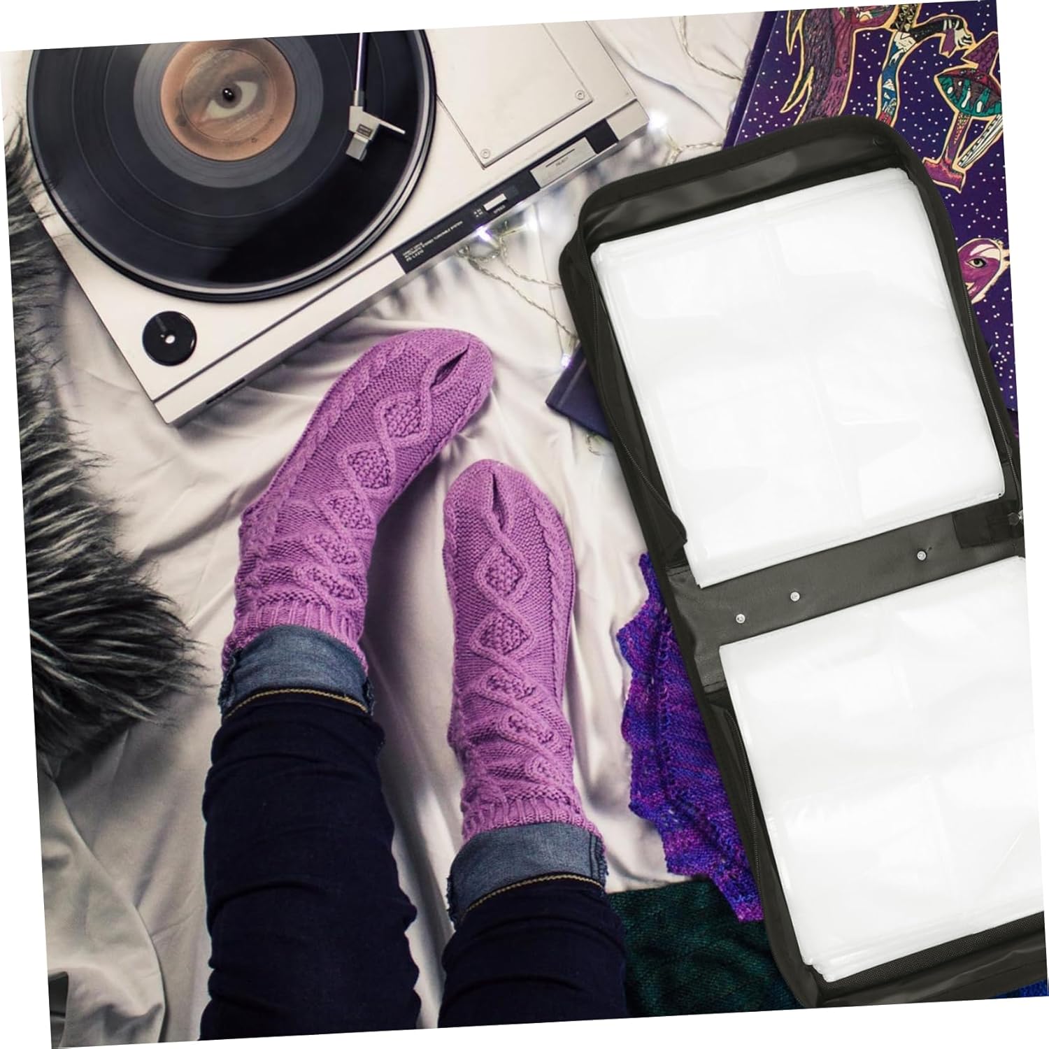 Ciieeo 200pieces Large Capacity Pu Cd Storage Bag Stylish Red Cd Holder for Organizing for Home Travel and Office Use