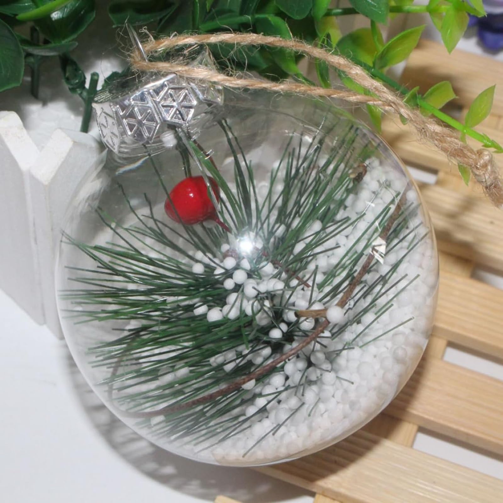 6 Adornos navideños Transparentes exquisitos, Colgantes for Decorar el árbol de Navidad y Fiestas Adornos con Brillo
