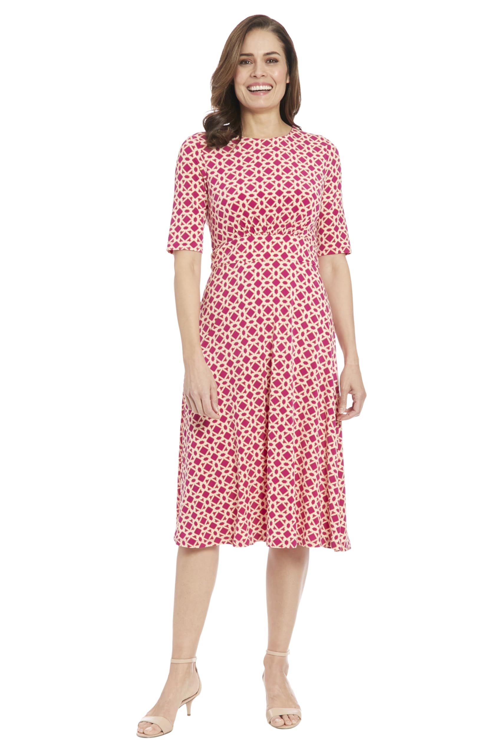 London Times Women's Dresses Inset Waist Midi Dress Career Office Occasion Guest of