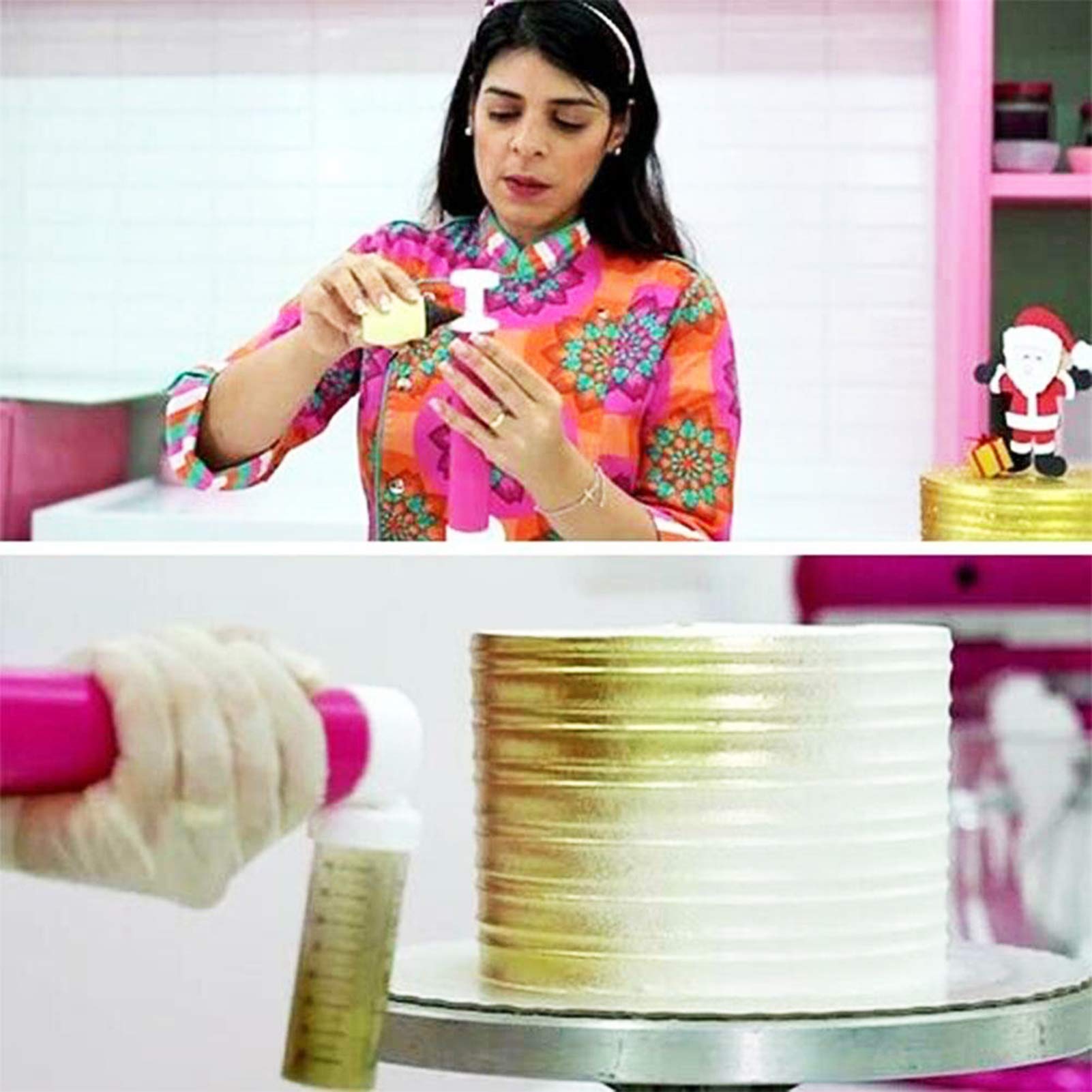 Brussel Aerografo Manuale Per Torte - Pistola A Spruzzo In Plastica Per Decorazioni, Pressione Regolabile, Colore Rosa