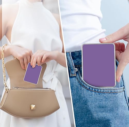 Miniatura 107 de Espejo de bolsillo, pequeño espejo de viaje con aumento, espejo cosmético portátil de doble cara con aumento para uso diario (mármol azul)