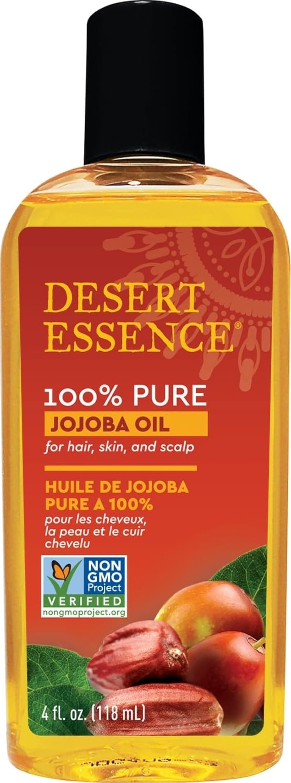 100% Pure Jojoba Oil for Hair, Skin and Scalp, 4 fl oz | 24-hour moisture without oily residue; cold-pressed, vegan and Non-GMO Project Verified