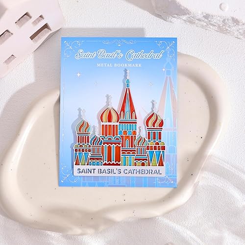 Miniatura 4 de Marcapáginas de metal con diseño transparente – Marca de libro de la catedral de San Basilio para lectores, marcadores estéticos para niños