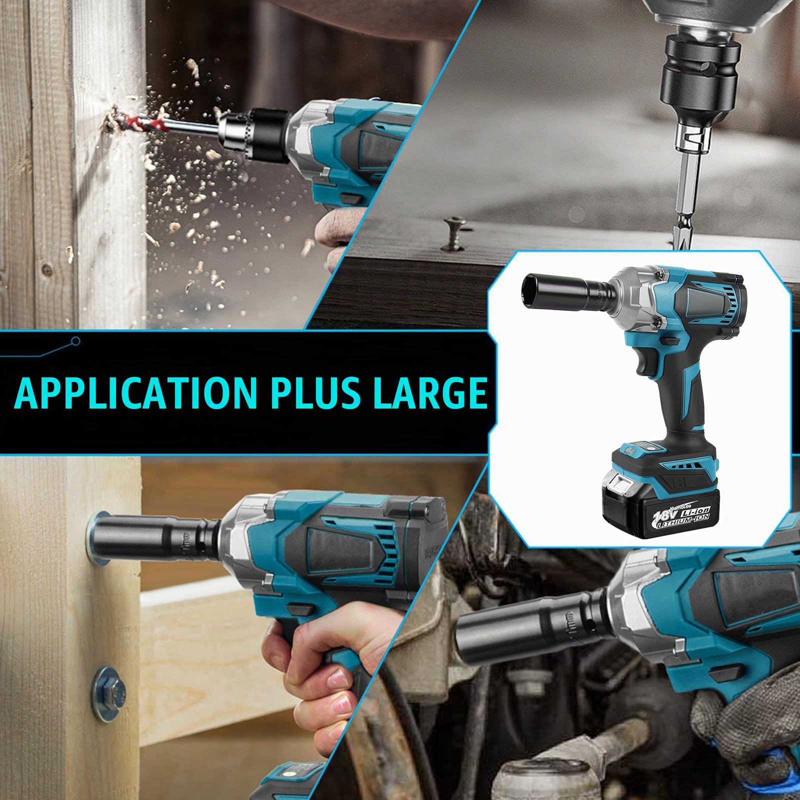 700Nm Clé à Chocs Sans Fil Compatible avec Makita 18V Batteries, 1/2'' Brushless Boulonneuse a Choc Electrique avec 6 Douilles, pour la Voiture et la Maison (Batterie non incluse)