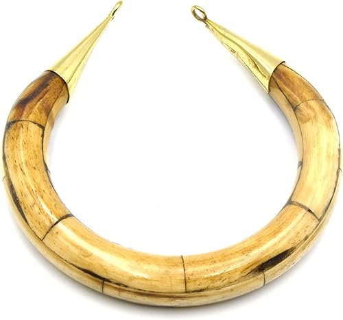 Colgante focal de hueso de buey  Colgante de media luna en forma de U con fianzas doradas, Metal, No es una piedra preciosa