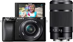Sony Alpha A6100 Mirrorless Camera with 16-50mm and 55-210mm Zoom Lenses, ILCE6100Y/B, Black